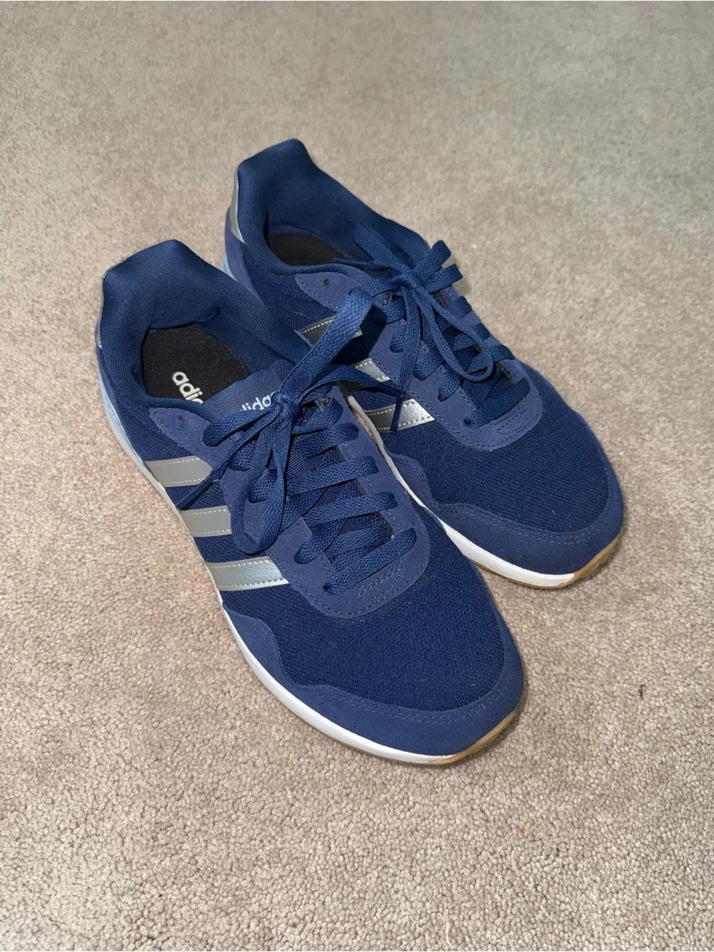 Adidas Run 70s 2.0 Womens 7.5 Navy Blue Silver Gum Sneakers JR6630